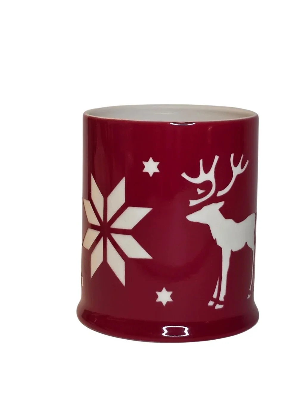 Partylite Alpine Chalet Reindeer Votive Candle Holder Red & White Ceramic - Picture 4 of 7